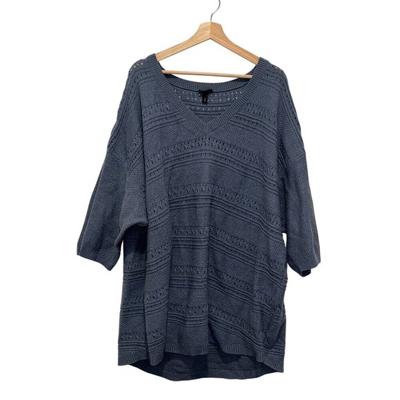 Torrid Blue Poinsettelle Crochet Short Sleeve Pullover Sweater Women's Size 5x - Picture 1 of 7